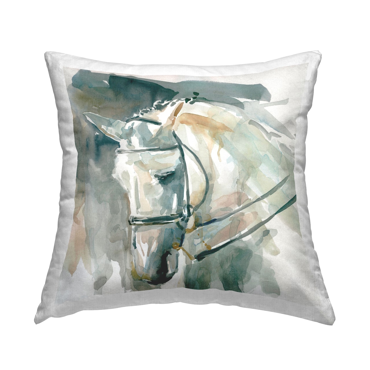 Stupell Industries Contemporary Horse Portrait Solemn Equestrian Pose Throw Pillow 18" x 18"